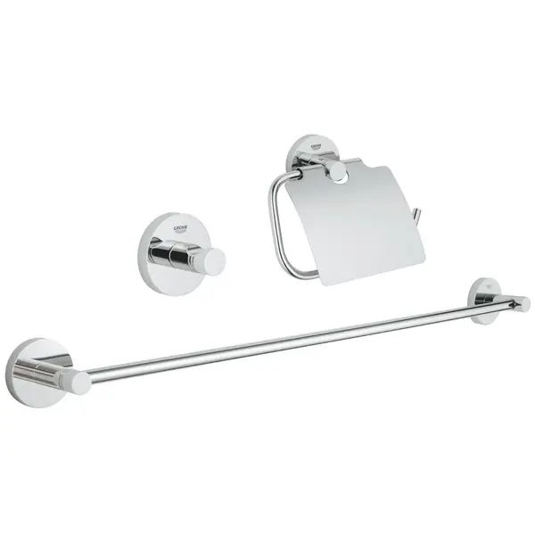 Set accesorii baie 3 in 1 Grohe Essentials 40775001, Argintiu