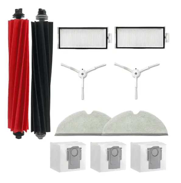 Set accesorii PAA-home, compatibile cu aspiratoarele Roborock Q8 Max + continut: 2 lavete, 2 filtre, 2 perii laterale albe, 2 peri centrale, 3 saci pr