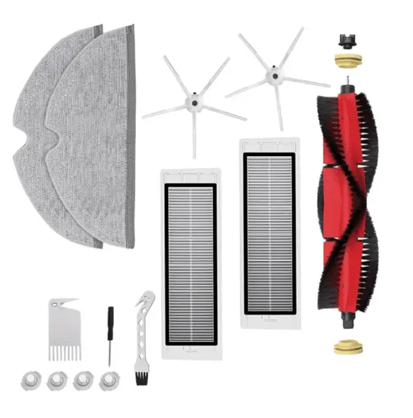 Set accesorii PAA-home compatibile cu Roborock S6 Pure, 2 perii laterale cu 5 brate albe, 2 filtre, doua lavete full cover, 1 perie centrala cu capeti