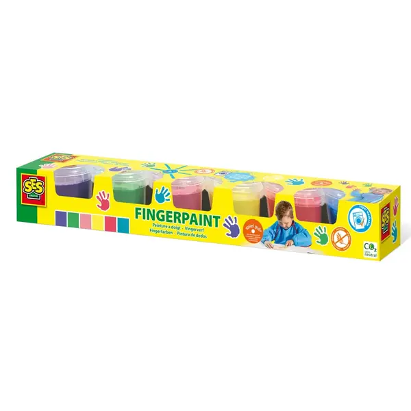 Set acuarele pentru pictura cu degetele, 6 culori x 120 ml