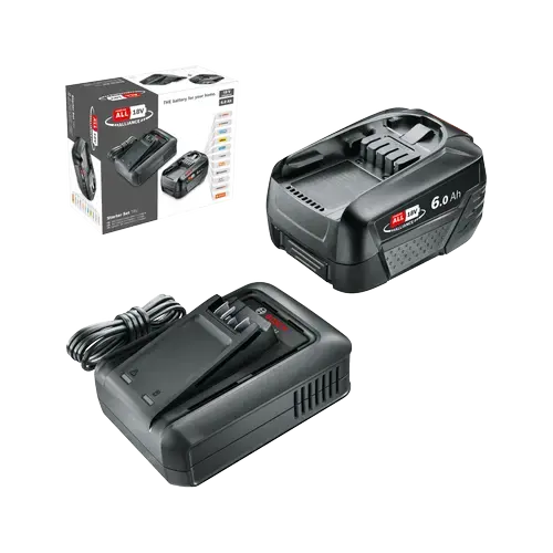 Set acumulator si incarcator Bosch 1600A032A8 18 V, 1 x 6,0 Ah + AL 18V-44 (Negru)