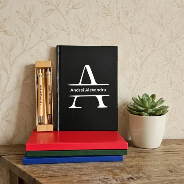 Set Agenda Initiala si Nume + Pix si Creion mecanic personalizat