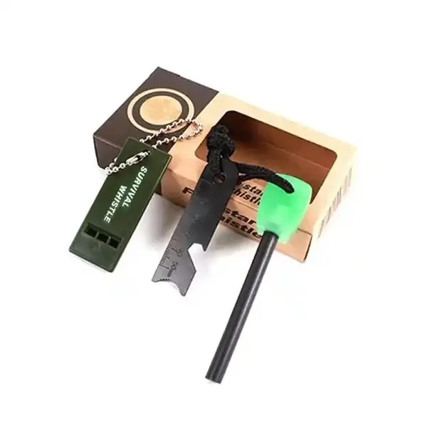Set Amnar pentru camping si Fluier DEPOX , Ultimate Survival, otel inoxidabil, 11 cm