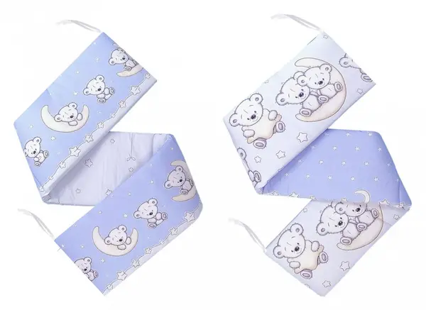 Set aparatori laterale pentru patut 120 x 60 cm Teddy on the Moon Blue