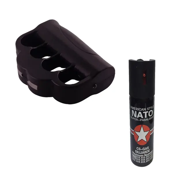 Set autoaparare, electrosoc tip pumnal si spray paralizant, DEPOX , 110 V, negru, 60 ml