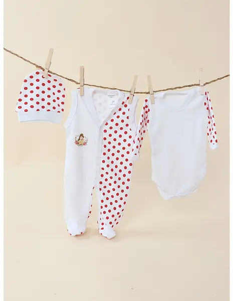 Set baby buline body, salopeta, fes buline rosii