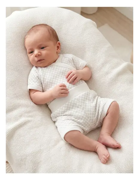 Set baby-summer 2 piese ecru cerculete