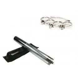 Set baston telescopic din otel, argintiu, 64 cm si box craniu argintiu