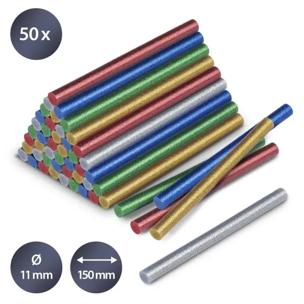Set batoane cu sclipici de lipici fierbinte Trotec, 50 bucati, Ø 11 mm