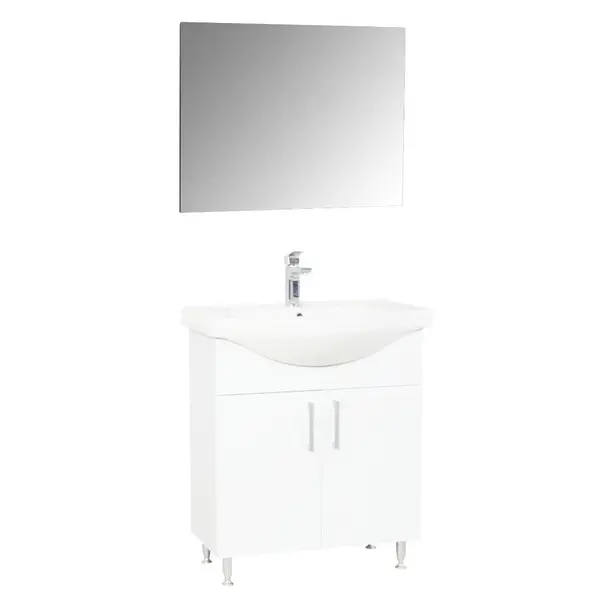 Set Baza cu Lavoar si Oglinda seria 005, eco, 65 cm, alb