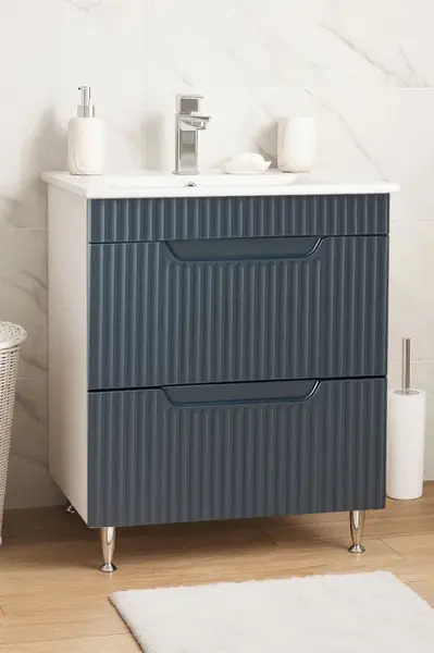 Set Baza front MDF si Lavoar seria 033, cu sertare, 60 cm, antracit