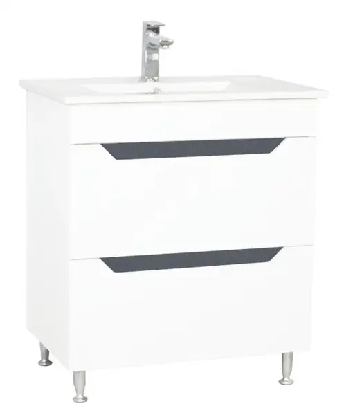 Set Baza front MDF si Lavoar, seria 056, 70 cm, alb antracit