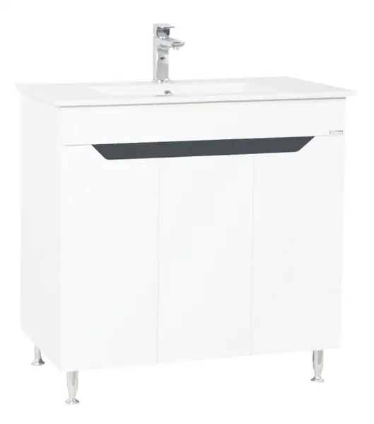 Set Baza front MDF si Lavoar, seria 056, 80 cm, alb antracit