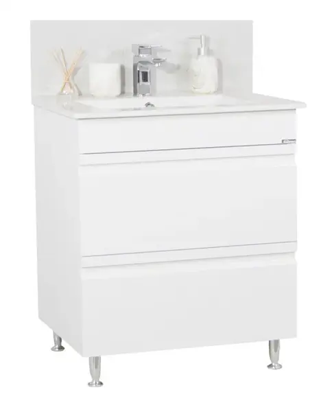 Set Baza front MDF si Lavoar seria 086, cu sertare, 70 cm, alb