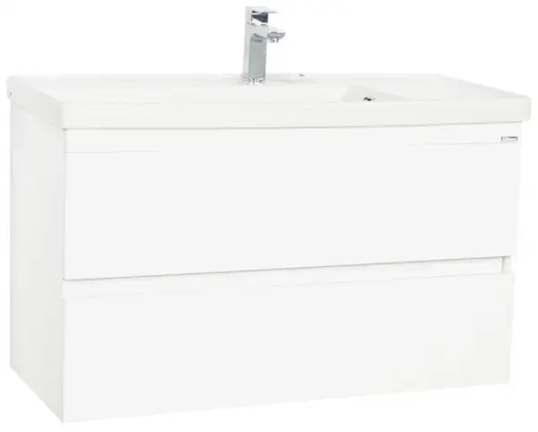 Set Baza front MDF si Lavoar seria 286, suspendata cu sertare, 100 cm, alb