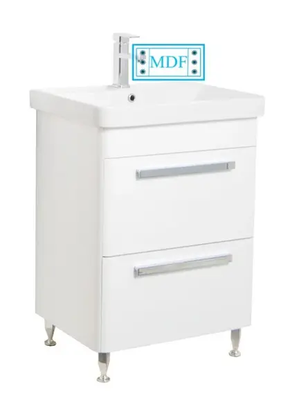 Set Baza front MDF si Lavoar seria 501, cu sertare, 60 cm, alb