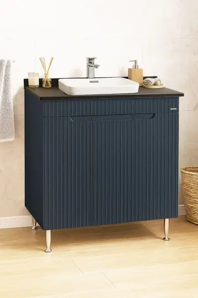 Set Baza front MDF si Lavoar seria 633, montat, 80 cm, antracit