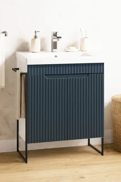 Set Baza front MDF si Lavoar seria 733, cadru metalic, 60 cm, antracit