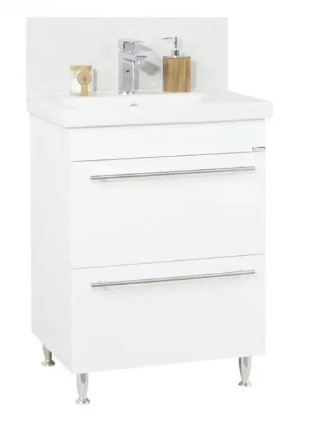 Set Baza front MDF si Lavoar seria 754, cu sertare, 60 cm, alb