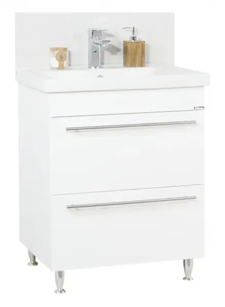 Set Baza front MDF si Lavoar seria 754, cu sertare, 65 cm, alb