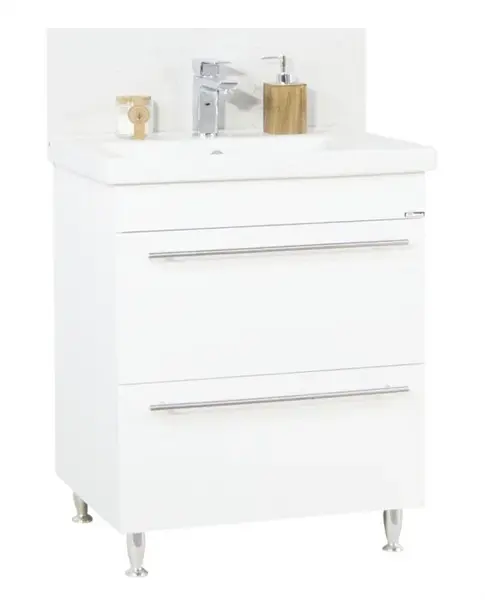 Set Baza front MDF si Lavoar seria 754, cu sertare, 70 cm, alb