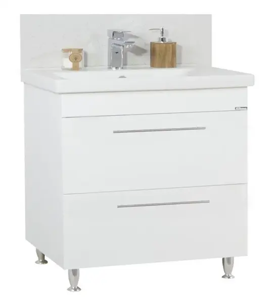 Set Baza front MDF si Lavoar seria 754, cu sertare, 80 cm, alb
