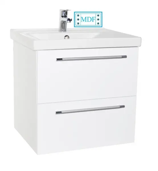 Set Baza front MDF si Lavoar seria 754, suspendata cu sertare, 70 cm, alb