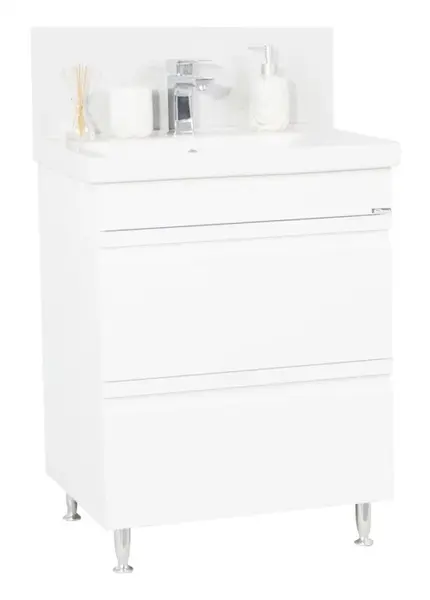 Set Baza front MDF si Lavoar seria 786, cu sertare, 65 cm, alb