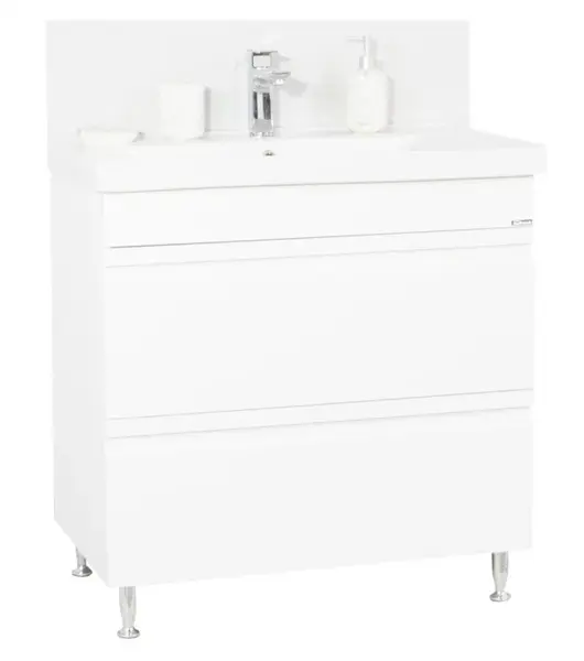 Set Baza front MDF si Lavoar seria 786, cu sertare, 80 cm, alb