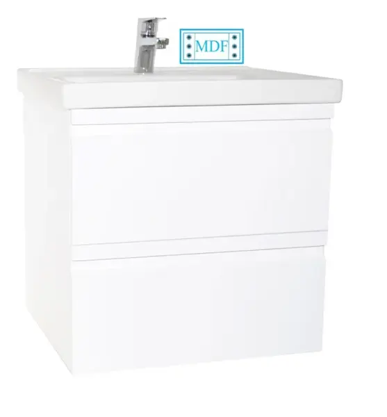 Set Baza front MDF si Lavoar seria 786, suspendata cu sertare, montat, 60 cm, alb