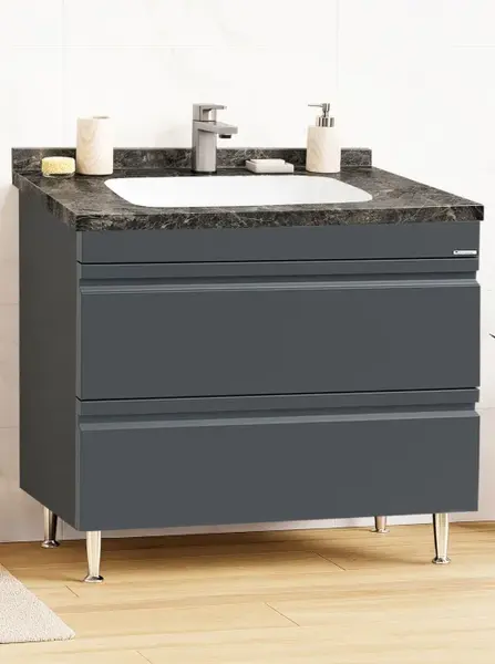 Set Baza front MDF si Lavoar seria 886, cu sertare, montat, 100 cm, antracit