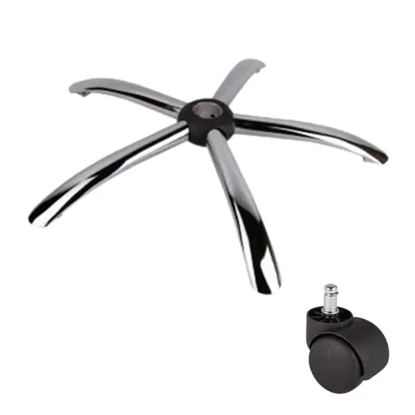 Set baza pentru scaun directorial, 60 cm si rolă universală, Ø11 mm, PVC dur