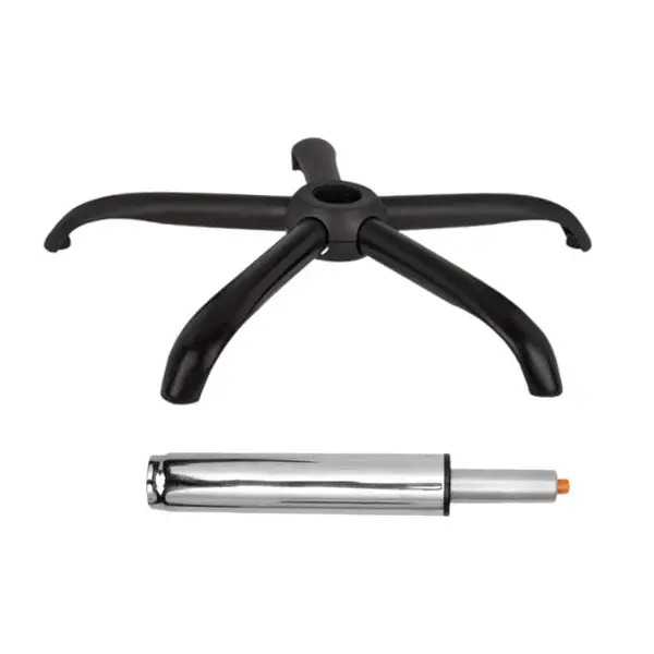 Set baza pentru scaun directorial plastic, 64 cm si cilindru piston, gaz, pentru scaune birou, argintiu, 35 cm