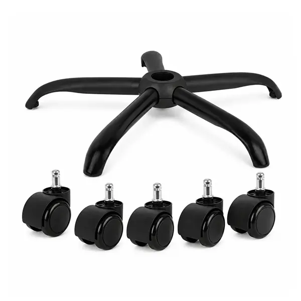 Set baza pentru si role pentru scaun de birou DEPOX , PVC, 5 bucati, negru, 64 cm