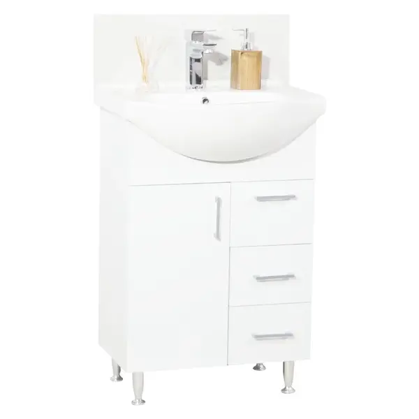 Set Baza si Lavoar seria 005, cu sertare, eco, 55 cm, alb