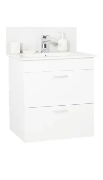 Set Baza si Lavoar seria 067, suspendata cu sertare, 50 cm, alb