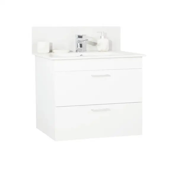 Set Baza si Lavoar seria 067, suspendata cu sertare, 70 cm, alb