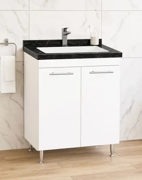 Set Baza si Lavoar seria 867, montat, 60 cm, alb + negru