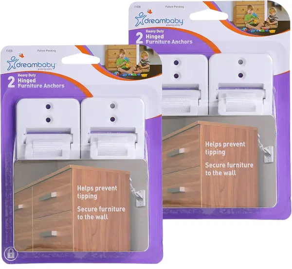 Set benzi de fixare pentru mobilier Dreambaby - 4 bucăți, alb