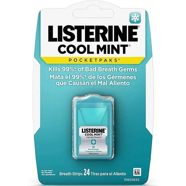 Set Benzi Improspatare Respiratie, Listerine, Pocket Packs, impotriva Respiratiei Urat Mirositoare, Fara Zahar, 24 benzi