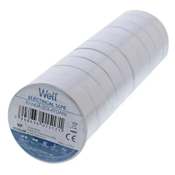 Set Benzi Izolatoare Well, Alb, 1.9 cm x 10 m, 10 Bucati