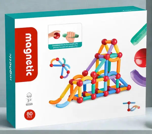 Set betisoare magnetice pentru constructii creative Magnetic Sticks, 80 piese