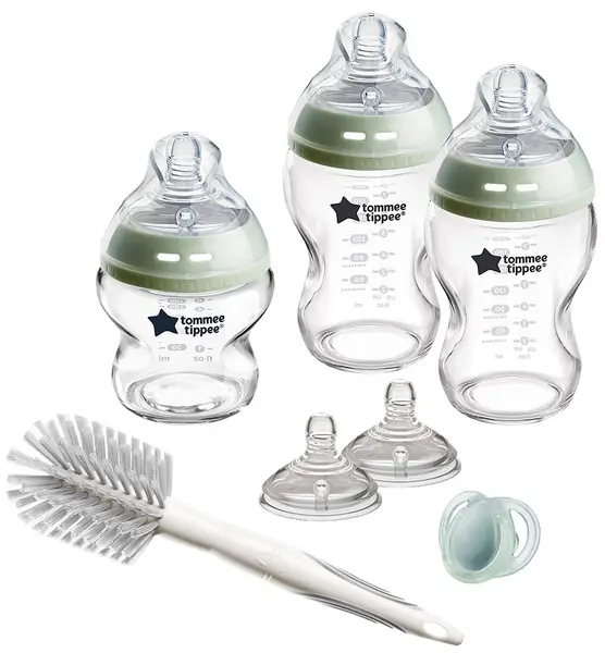 Set biberoane de sticlă pentru nou născut Tommee Tippee Natural Start - Cu perie