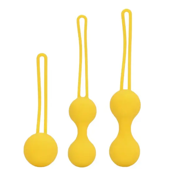 Set bile kegel LOVELINE Thumping Kegel Ball Exercise Set, pentru tonifierea mușchilor pelvieni, rezistente la apă, galben