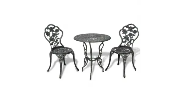 Set bistro din 3 piese, cadru din aluminiu,Negru- Verde