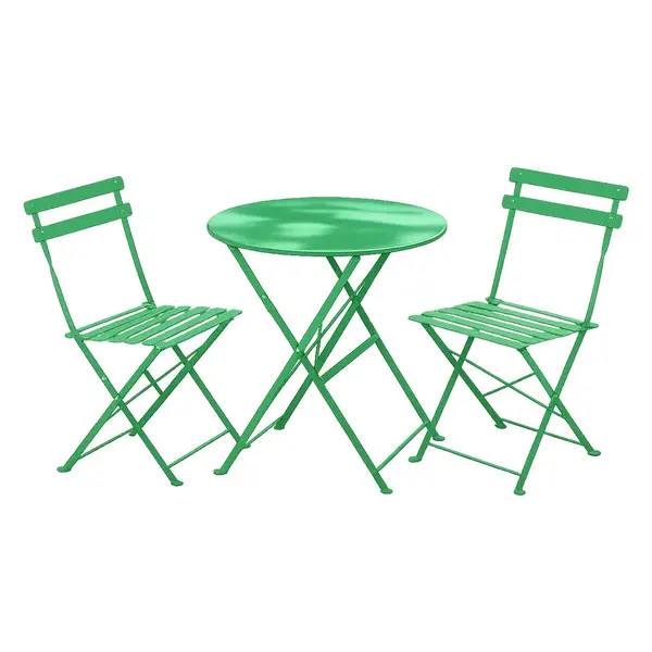 Set Bistro Flair – masă și 2 scaune din oțel vopsit – Verde - Default Title