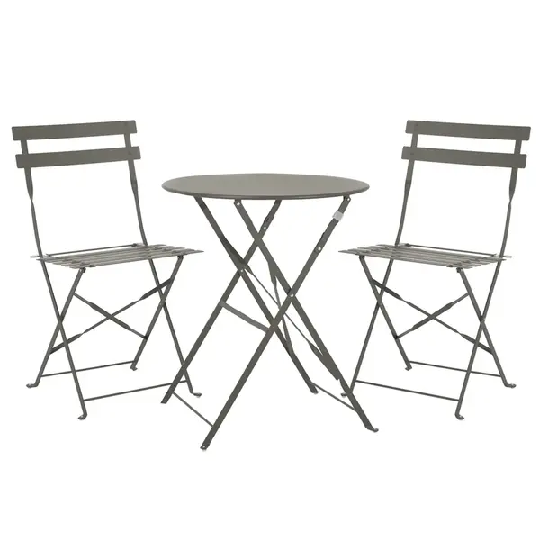 Set Bistro Flair - mobilier terasa gradina, 2 scaune + masa, otel vopsit - Bej (Grey Brown) - Default Title