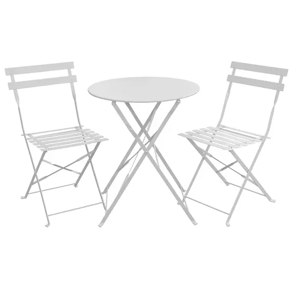 Set Bistro Flair - mobilier terasa gradina, 2 scaune + masa, otel vopsit - Gri Deschis (Cool Grey) - Default Title
