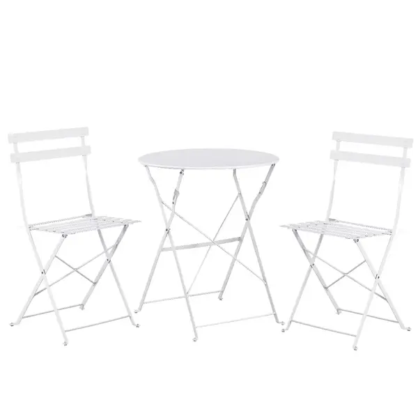 Set Bistro Flair - mobilier terasa gradina, 2 scaune + masa, otel vopsit - alb - Default Title