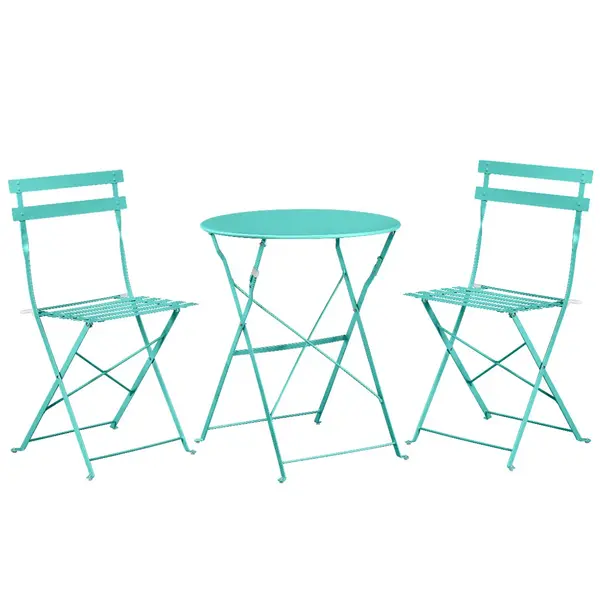 Set Bistro Flair - mobilier terasa gradina, 2 scaune + masa, otel vopsit - verde turcoaz - Default Title